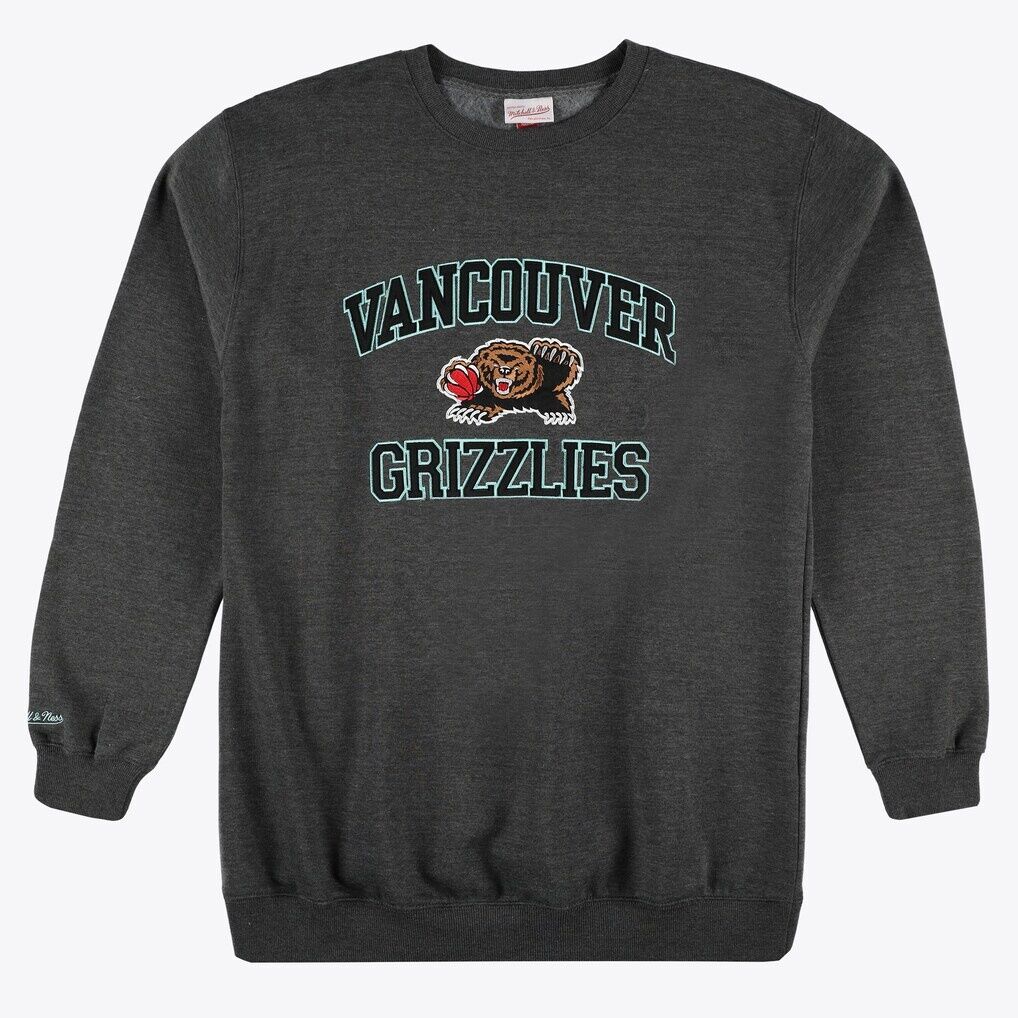 Memphis Grizzlies Mitchell & Ness Hardwood Classics Big & Tall Crewneck Sweatshirt - Heather Charcoal