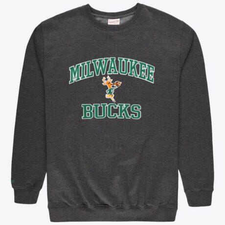 Milwaukee Bucks Mitchell & Ness Hardwood Classics Big & Tall Crewneck Sweatshirt - - Front View