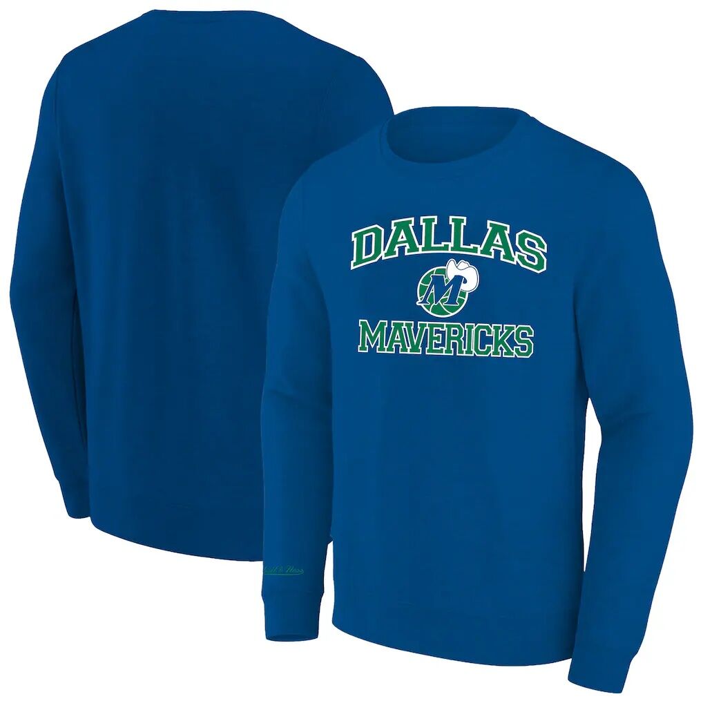 Dallas Mavericks Mitchell & Ness Hardwood Classics Big & Tall Crewneck Sweatshirt - Heather Blue