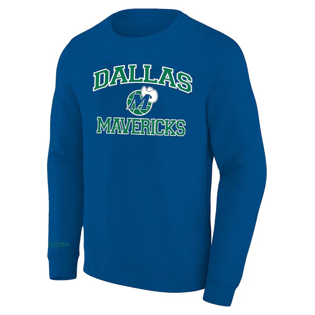 Dallas Mavericks Mitchell & Ness Hardwood Classics Big & Tall Crewneck Sweatshirt - Heather Blue