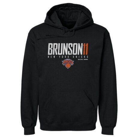Jalen Brunson New York Knicks 500 Level Elite Pullover Hoodie - Black - Front View