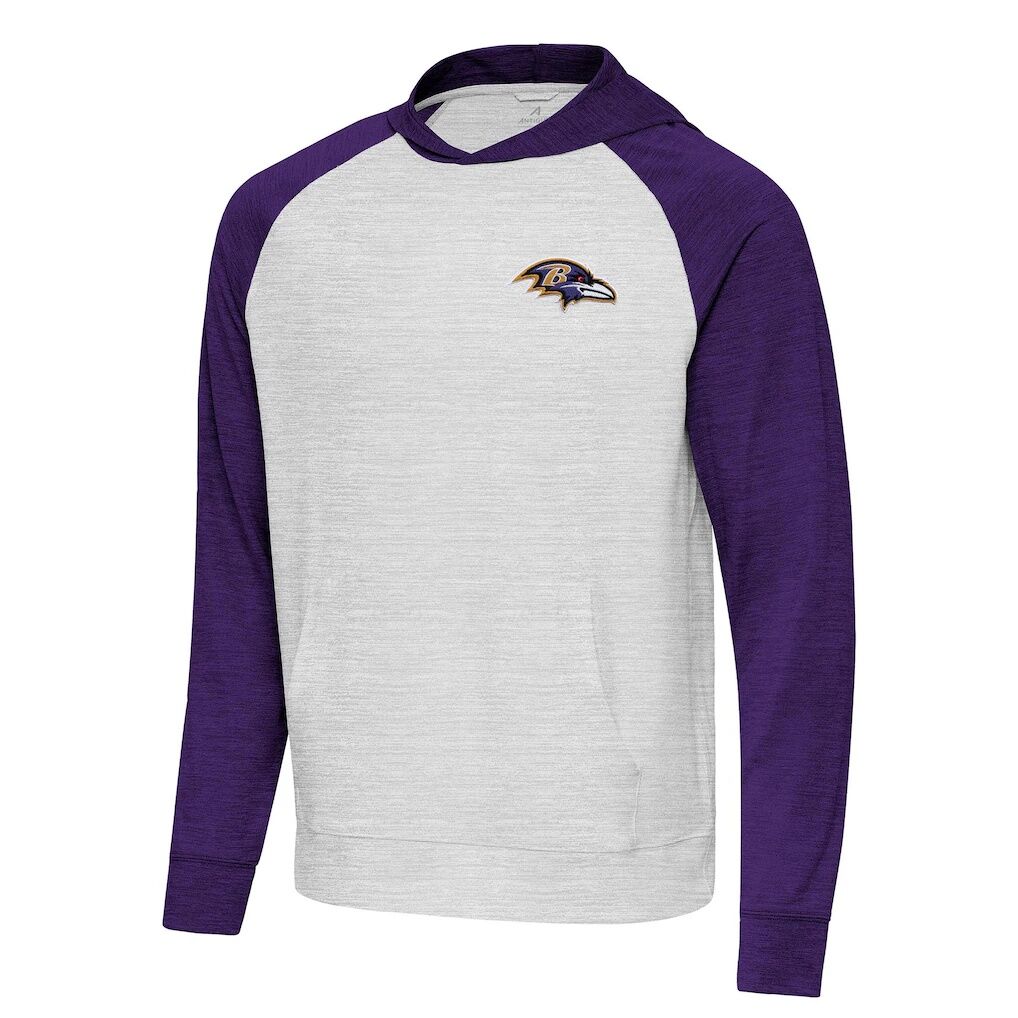 Baltimore Ravens Antigua Urgent Pullover Hoodie - Purple/Gray
