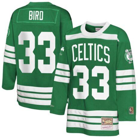 Larry Bird Boston Celtics Mitchell & Ness Youth Maxxed Out 2.0 Fashion Hockey Jersey - - Front View