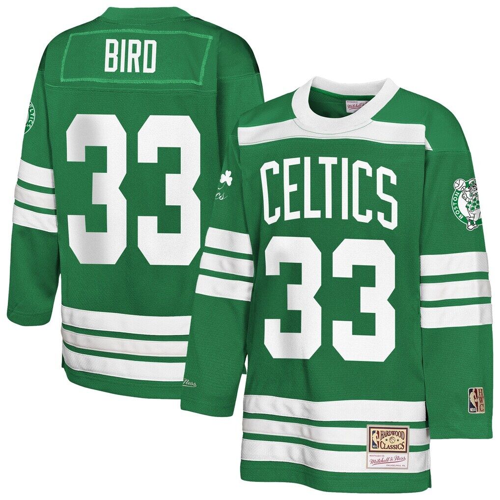 Larry Bird Boston Celtics Mitchell & Ness Youth Maxxed Out 2.0 Fashion Hockey Jersey – Kelly Green