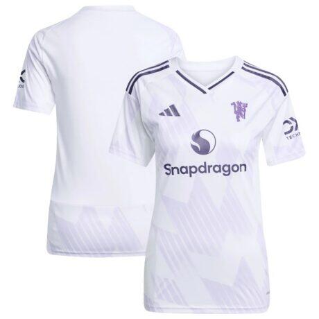 Manchester United adidas Women's 2025/26 Away Replica Jersey - White - Front View