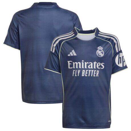 Real Madrid adidas Youth 2025/26 Away Replica Jersey - Blue - Front View
