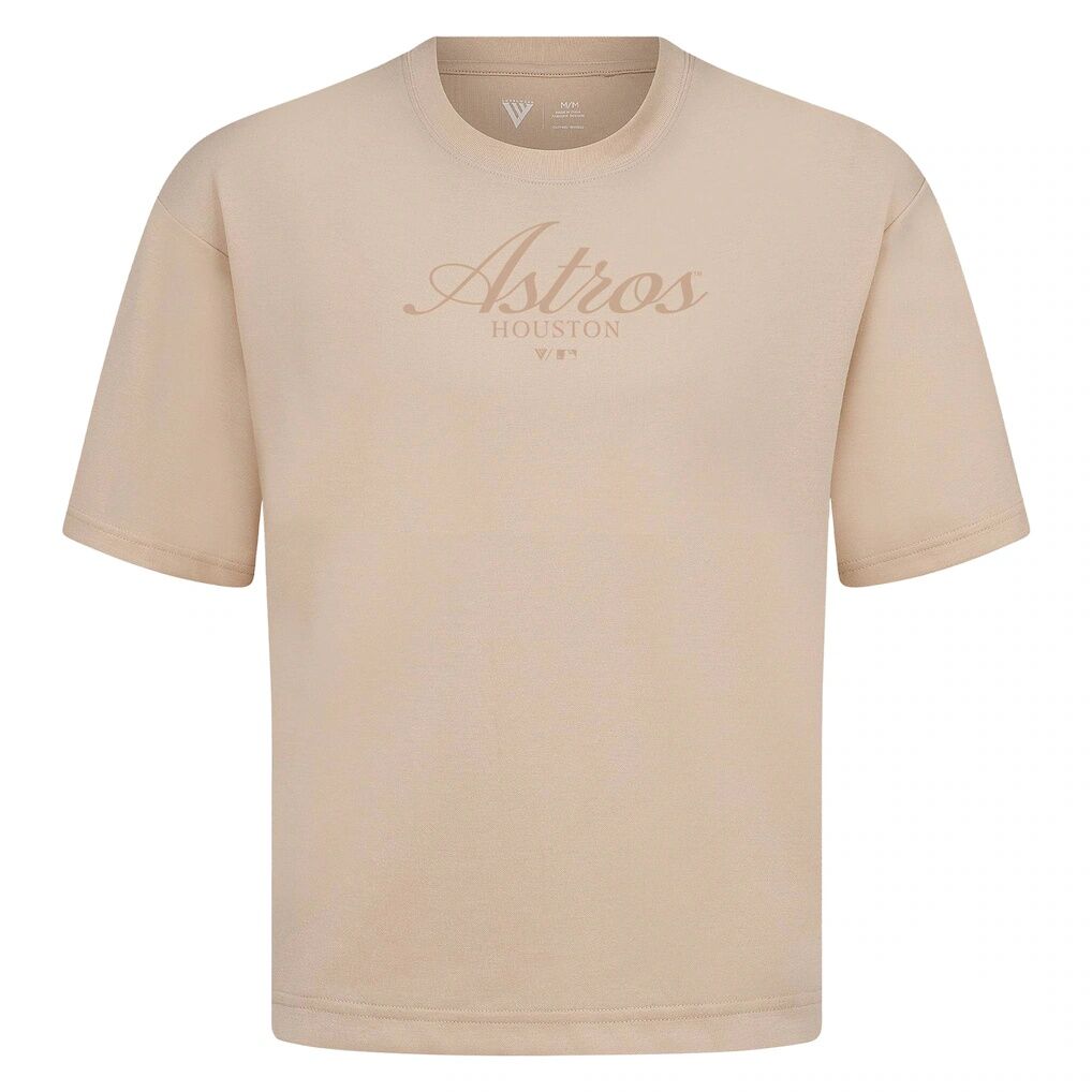 Houston Astros Levelwear Ethereal Oversized Luxe Signature Knit T-Shirt - Khaki
