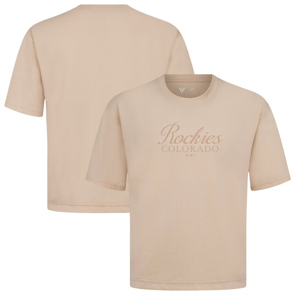 Colorado Rockies Levelwear Ethereal Oversized Luxe Signature Knit T-Shirt - Khaki