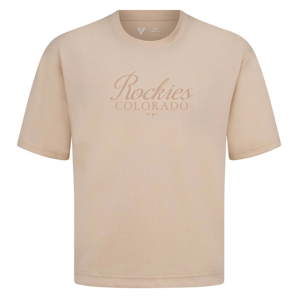 Colorado Rockies Levelwear Ethereal Oversized Luxe Signature Knit T-Shirt - Khaki