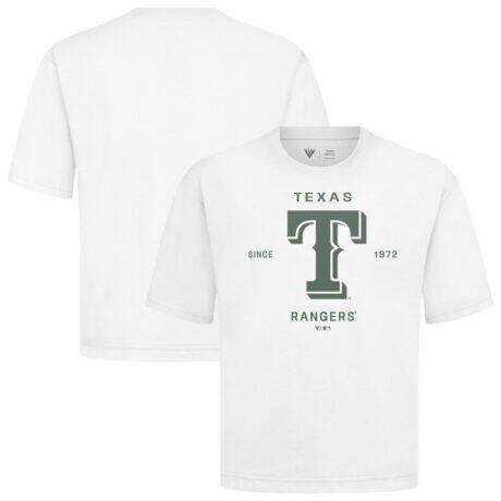 Texas Rangers Levelwear Crossway Oversized Luxe Signature Knit T-Shirt - White - Front View