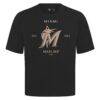 Miami Marlins Levelwear Crossway Oversized Luxe Signature Knit T-Shirt - Black - Side View