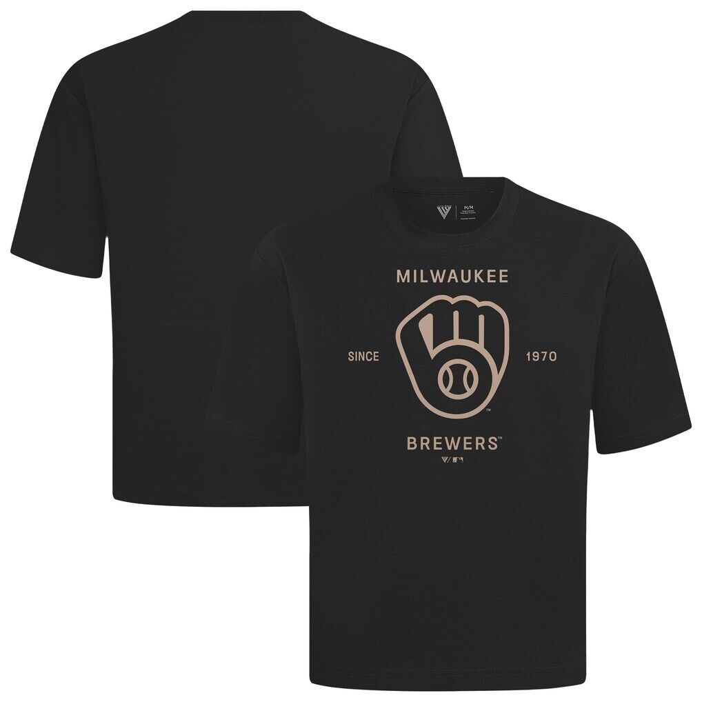 Milwaukee Brewers Levelwear Crossway Oversized Luxe Signature Knit T-Shirt