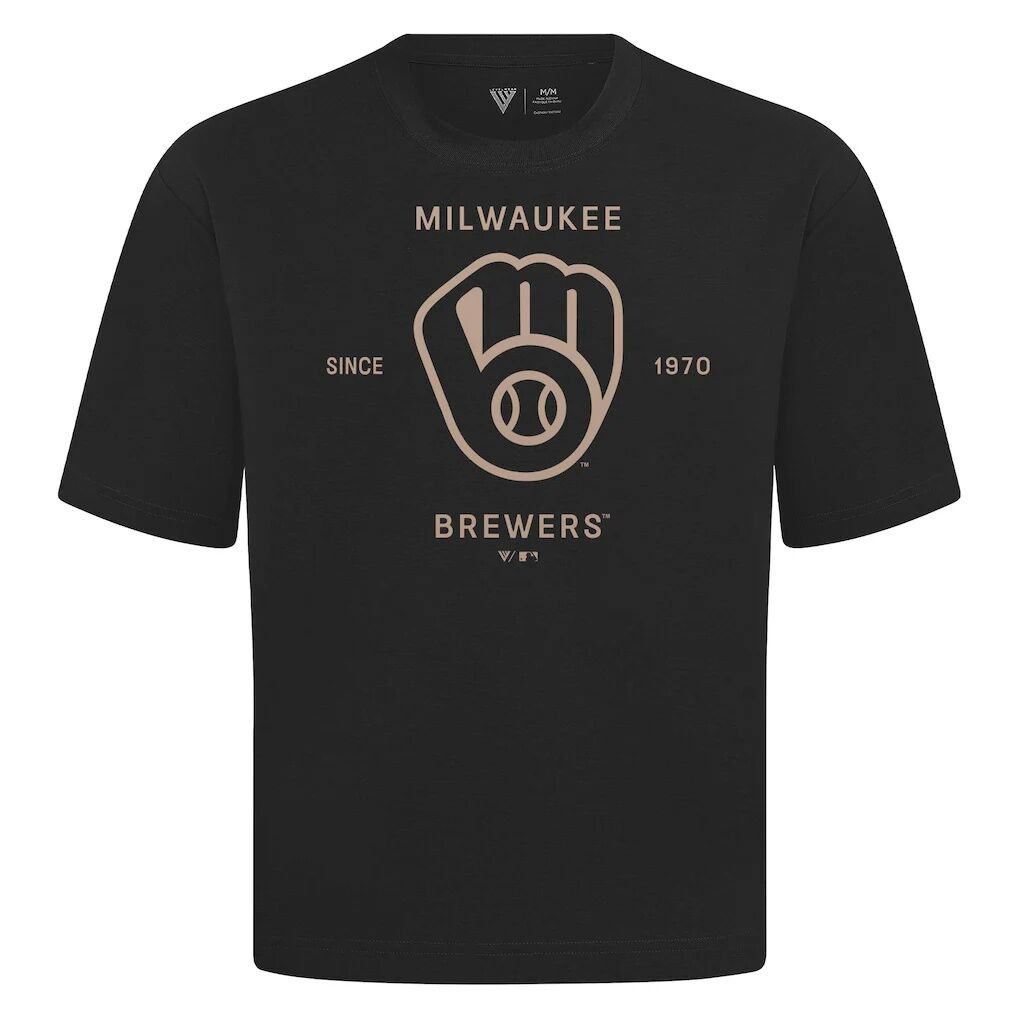 Milwaukee Brewers Levelwear Crossway Oversized Luxe Signature Knit T-Shirt