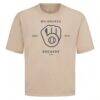 Milwaukee Brewers Levelwear Crossway Oversized Luxe Signature Knit T-Shirt - Khaki - Side View