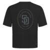San Diego Padres Levelwear Signet Oversized Luxe Signature Knit T-Shirt - Black - Detail View