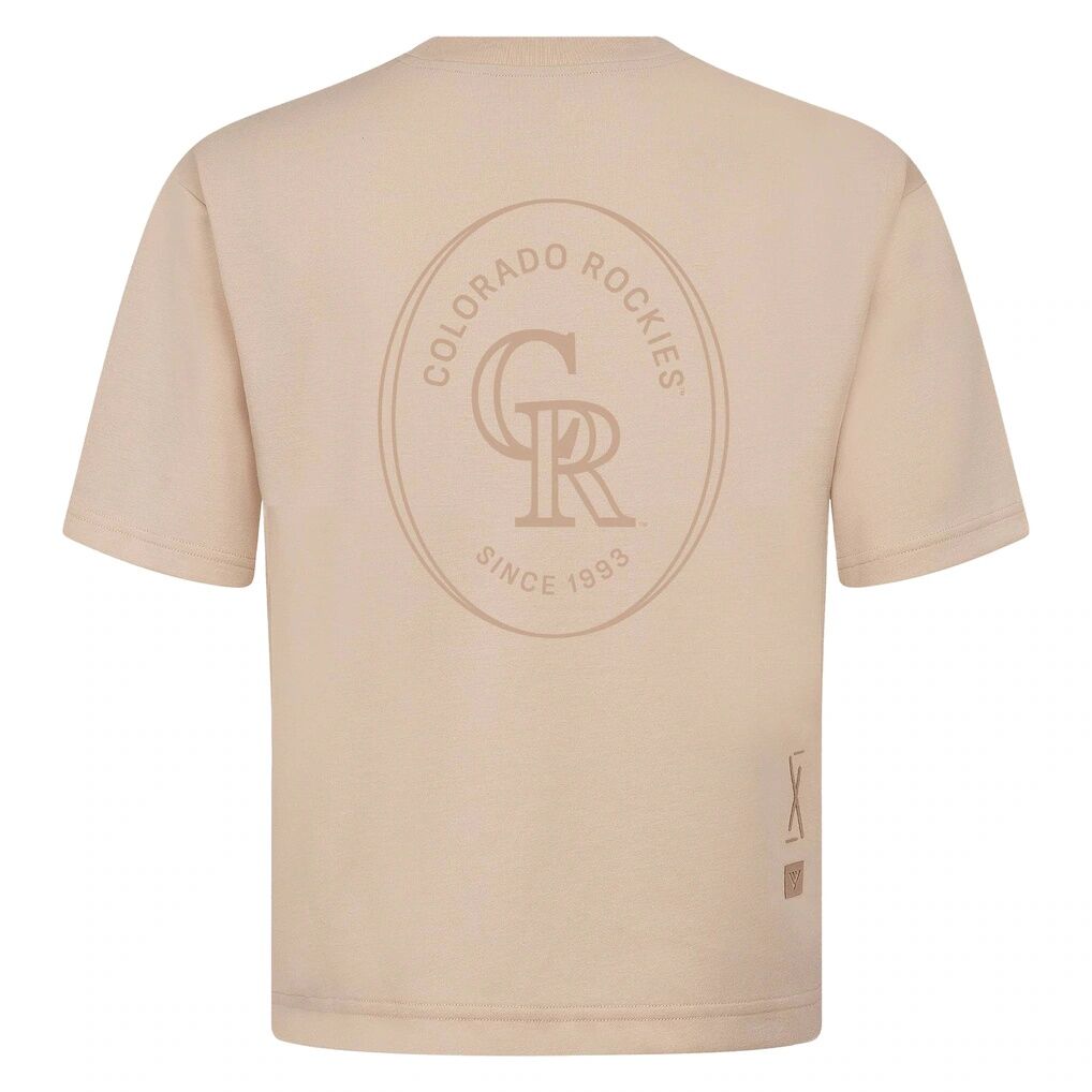 Colorado Rockies Levelwear Signet Oversized Luxe Signature Knit T-Shirt - Khaki