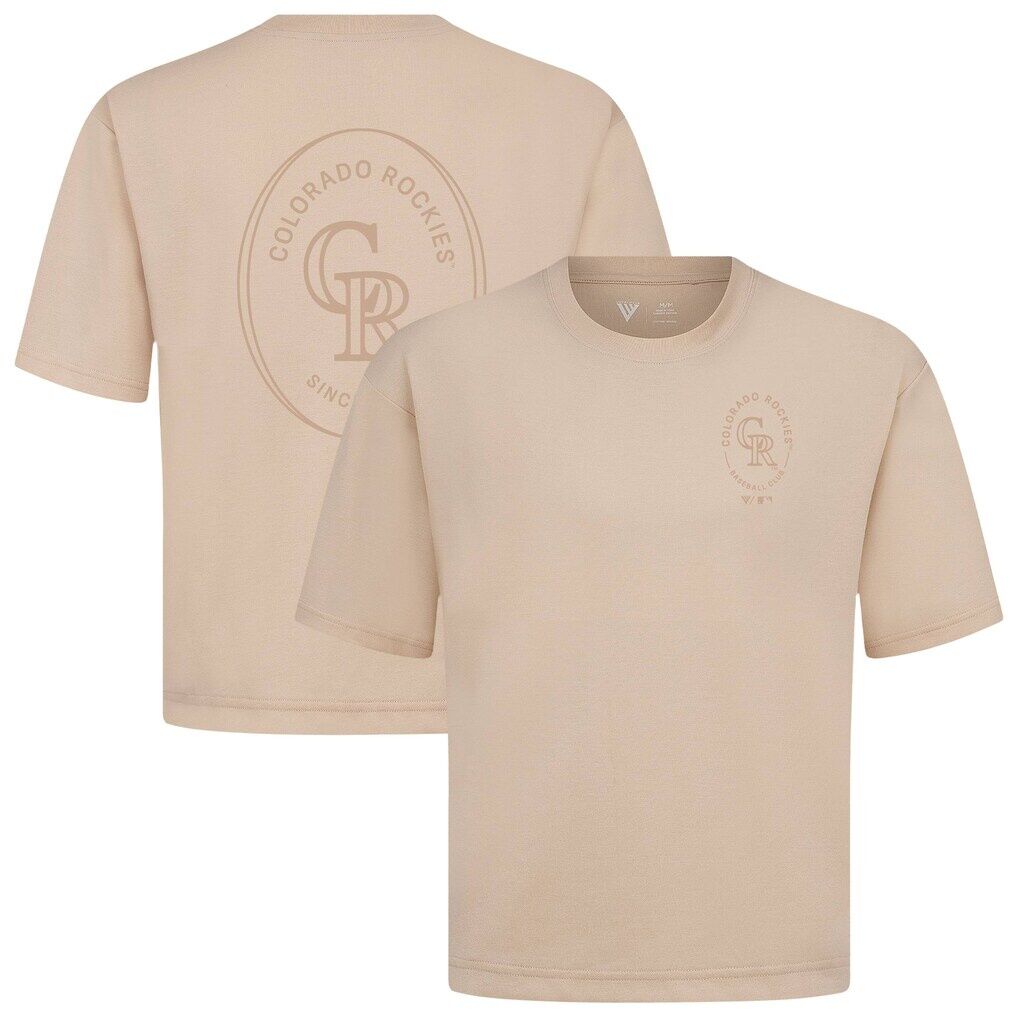 Colorado Rockies Levelwear Signet Oversized Luxe Signature Knit T-Shirt - Khaki