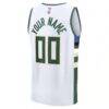 Milwaukee Bucks Fashion7 Youth Fast Break Custom Replica Jersey - White - White - Detail View