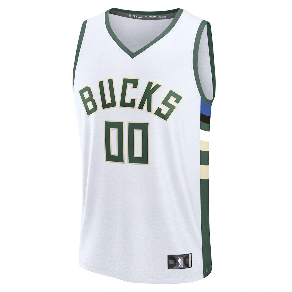 Milwaukee Bucks Fashion7 Youth Fast Break Custom Replica Jersey - White  - Association Edition