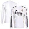 Real Madrid adidas 2025/26 Home Replica Long Sleeve Jersey - White - Front View