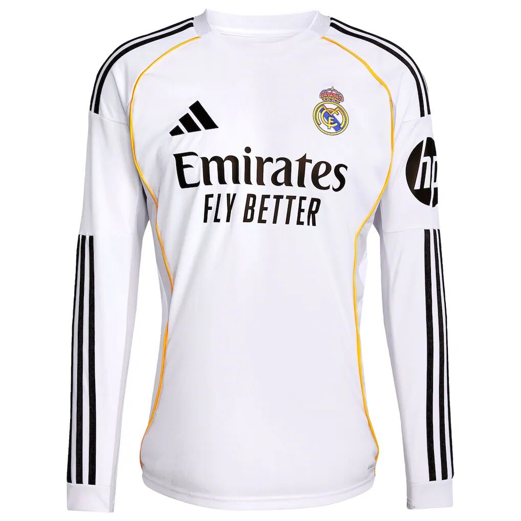 Real Madrid adidas 2025/26 Home Replica Long Sleeve Jersey