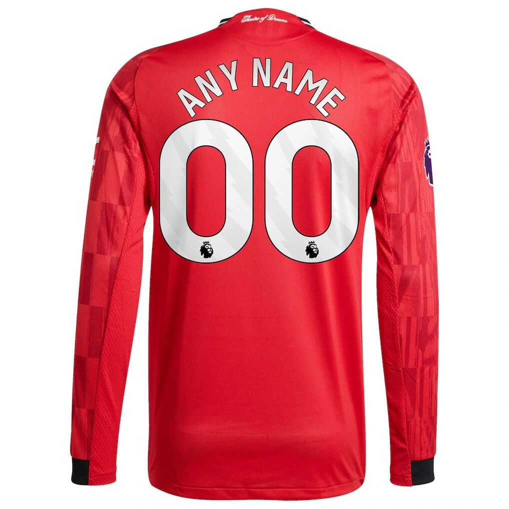 Manchester United adidas Home 2025/26 Custom Authentic Long Sleeve Jersey
