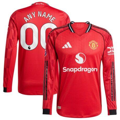 Manchester United adidas Home 2025/26 Custom Authentic Long Sleeve Jersey - Red - Front View