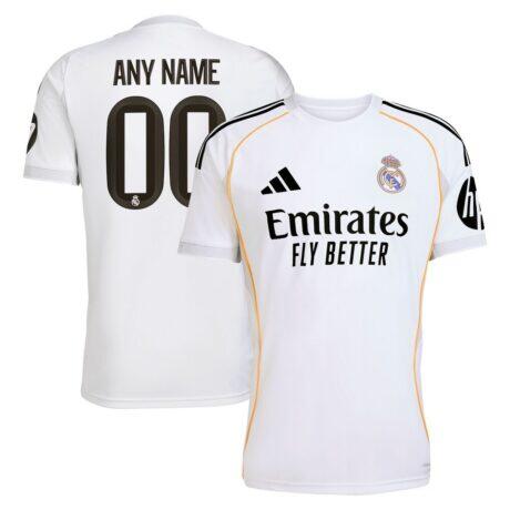 Real Madrid adidas 2025/26 Home Replica Custom Jersey - White - Front View