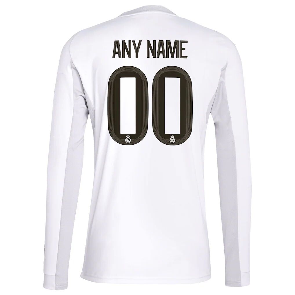 Real Madrid adidas 2025/26 Home Replica Long Sleeve Custom Jersey