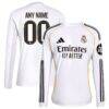 Real Madrid adidas 2025/26 Home Replica Long Sleeve Custom Jersey - White - Front View