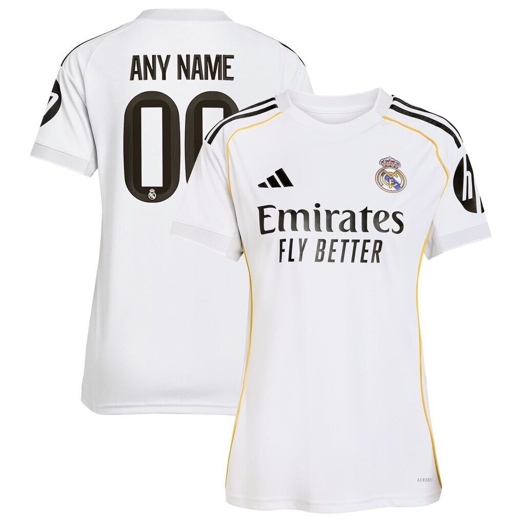 Real Madrid adidas Women’s 2025/26 Home Replica Custom Jersey