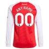 Arsenal adidas Youth 2025/26 Home Replica Long Sleeve Custom Jersey - Red - Detail View
