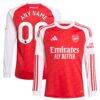 Arsenal adidas Youth 2025/26 Home Replica Long Sleeve Custom Jersey - Red - Front View