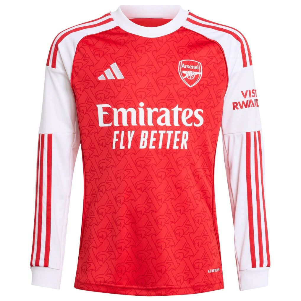Arsenal adidas Youth 2025/26 Home Replica Long Sleeve Custom Jersey
