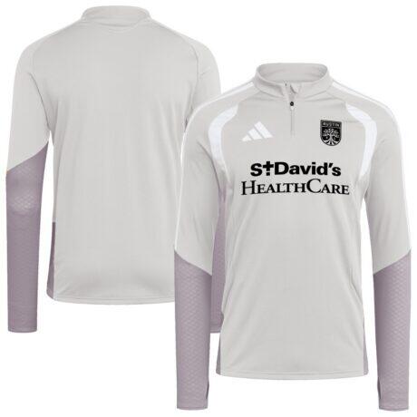 Austin FC adidas 2026 Tiro Competition Quarter-Zip Training Top - Silver - Front View