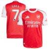 Bukayo Saka Arsenal adidas 2025/26 Home Authentic Player Jersey - Red - Front View