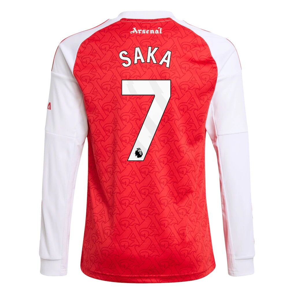 Bukayo Saka Arsenal adidas Youth 2025/26 Home Replica Long Sleeve Player Jersey