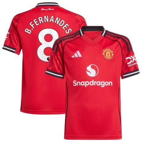 Bruno Fernandes Manchester United adidas Youth Home 2025/26 Replica Player Jersey - Red - Front View