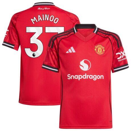 Kobbie Mainoo Manchester United adidas Youth Home 2025/26 Replica Player Jersey - Red - Front View