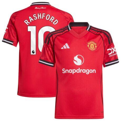 Marcus Rashford Manchester United adidas Youth Home 2025/26 Replica Player Jersey - Red - Front View