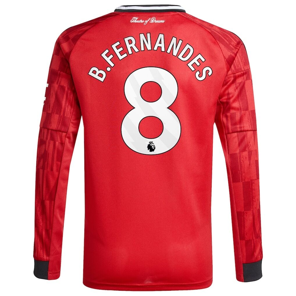 Bruno Fernandes Manchester United adidas Youth Home 2025/26 Replica Player Long Sleeve Jersey