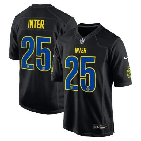 Inter Milan Nike 2025 Soccer x NFL Game Jersey - Black - Front View