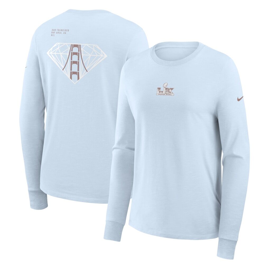 Super Bowl LX Nike Women's Slub Dri-FIT Long Sleeve Slub T-Shirt - Light Blue