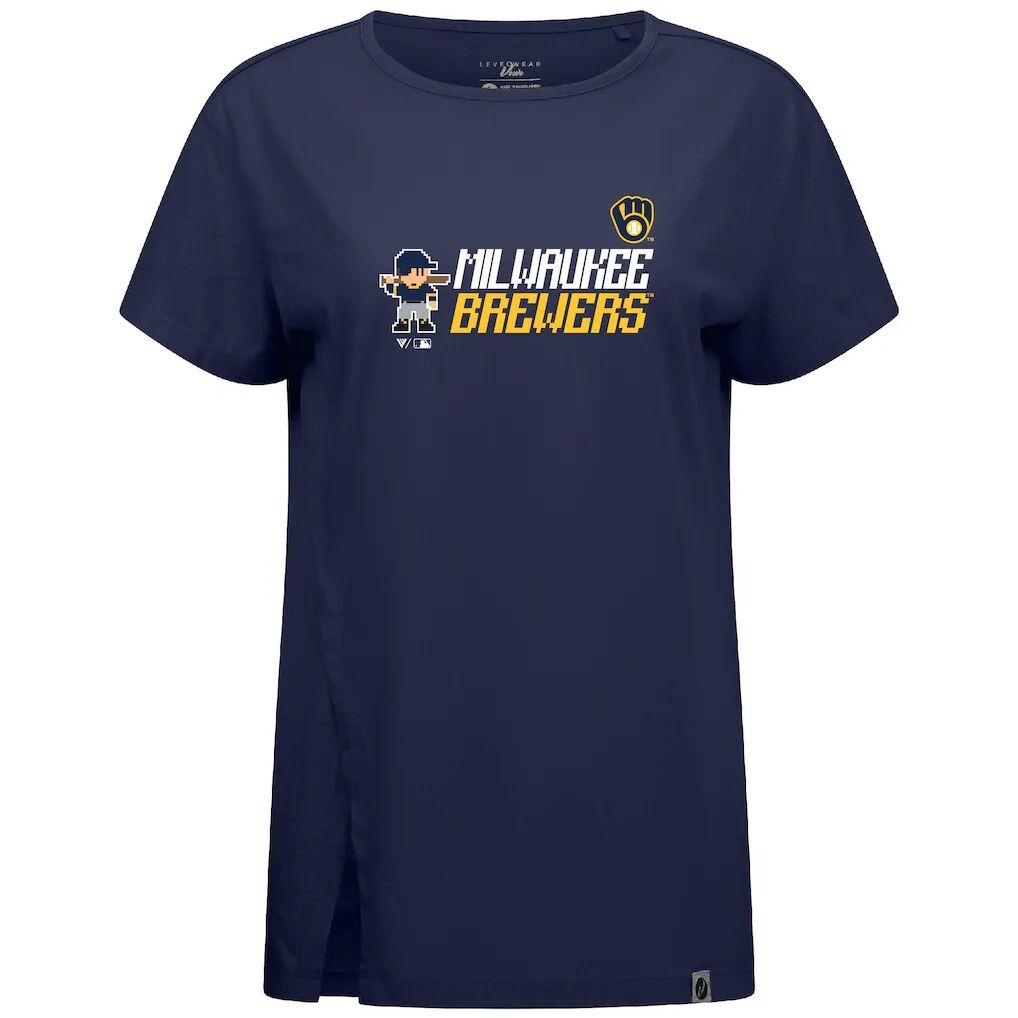 Milwaukee Brewers Levelwear Women's Influx 8-Bit Baseball T-Shirt
