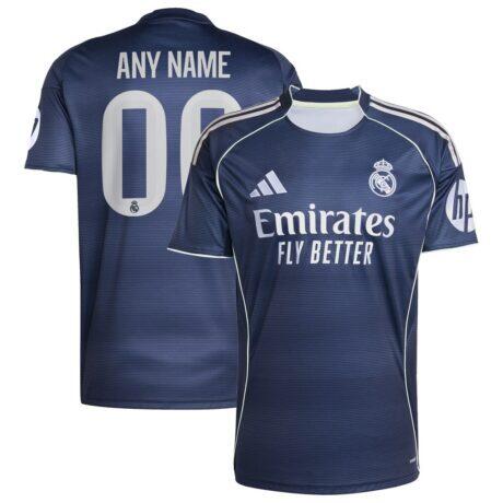 Real Madrid adidas 2025/26 Away Replica Custom Jersey - Blue - Front View