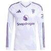 Manchester United adidas 2025/26 Away Replica Long Sleeve Custom Jersey - White - Side View