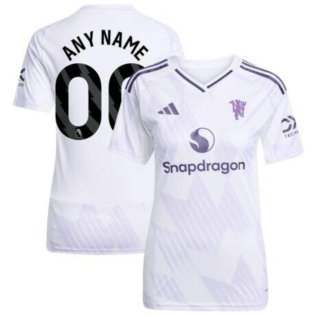 Manchester United adidas Women's 2025/26 Away Replica Custom Jersey - White - Front View