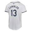 Junior Caminero Tampa Bay Rays Nike Youth Home Player Game Jersey - White - Detail View