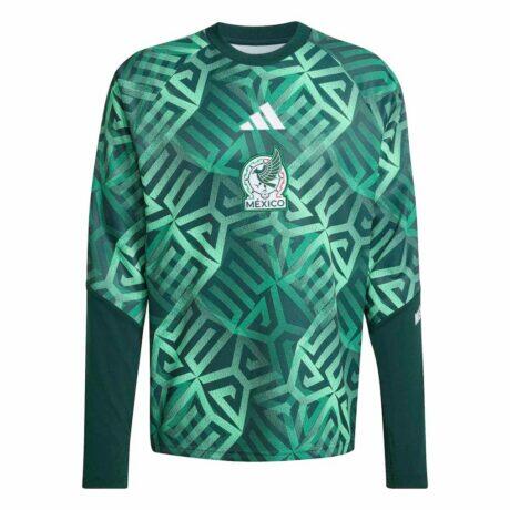 Mexico National Team adidas 2026 Long Sleeve Pre-Match Top - Green - Front View