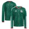 Mexico National Team adidas Youth 2026 Home Replica Long Sleeve Jersey - Green - Front View